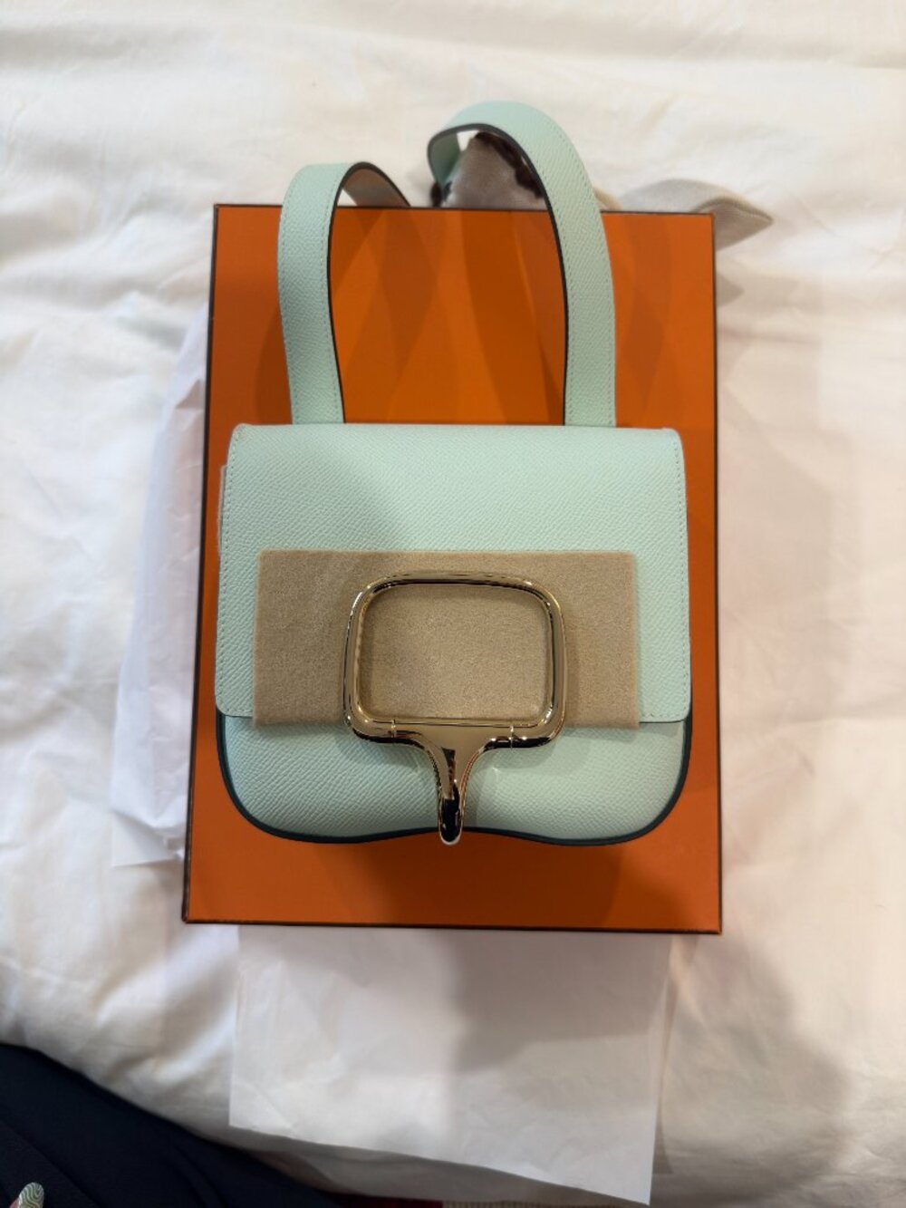 NWOT - Hermes Della Cavalleria Mini Vert Peppermint Epsom Leather Crossbody Bag - Picture 7 of 15